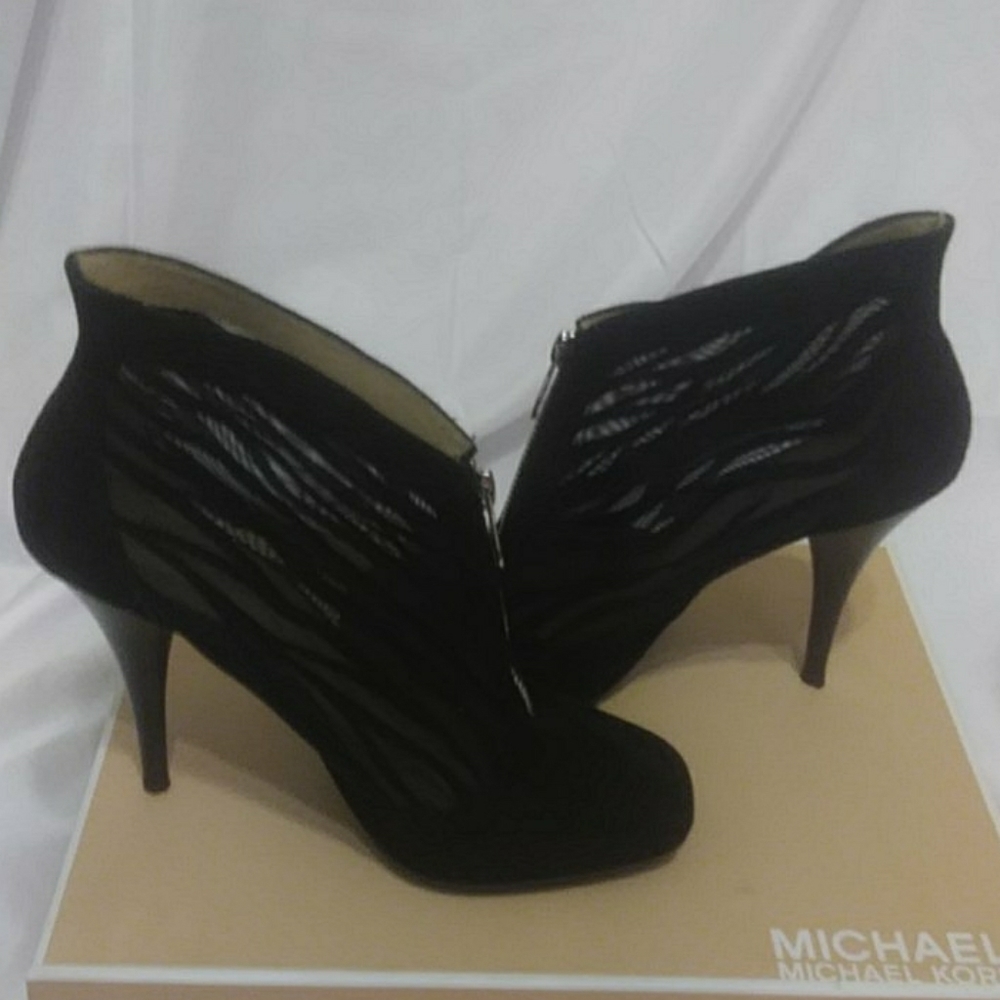 Black suede mesh bootie